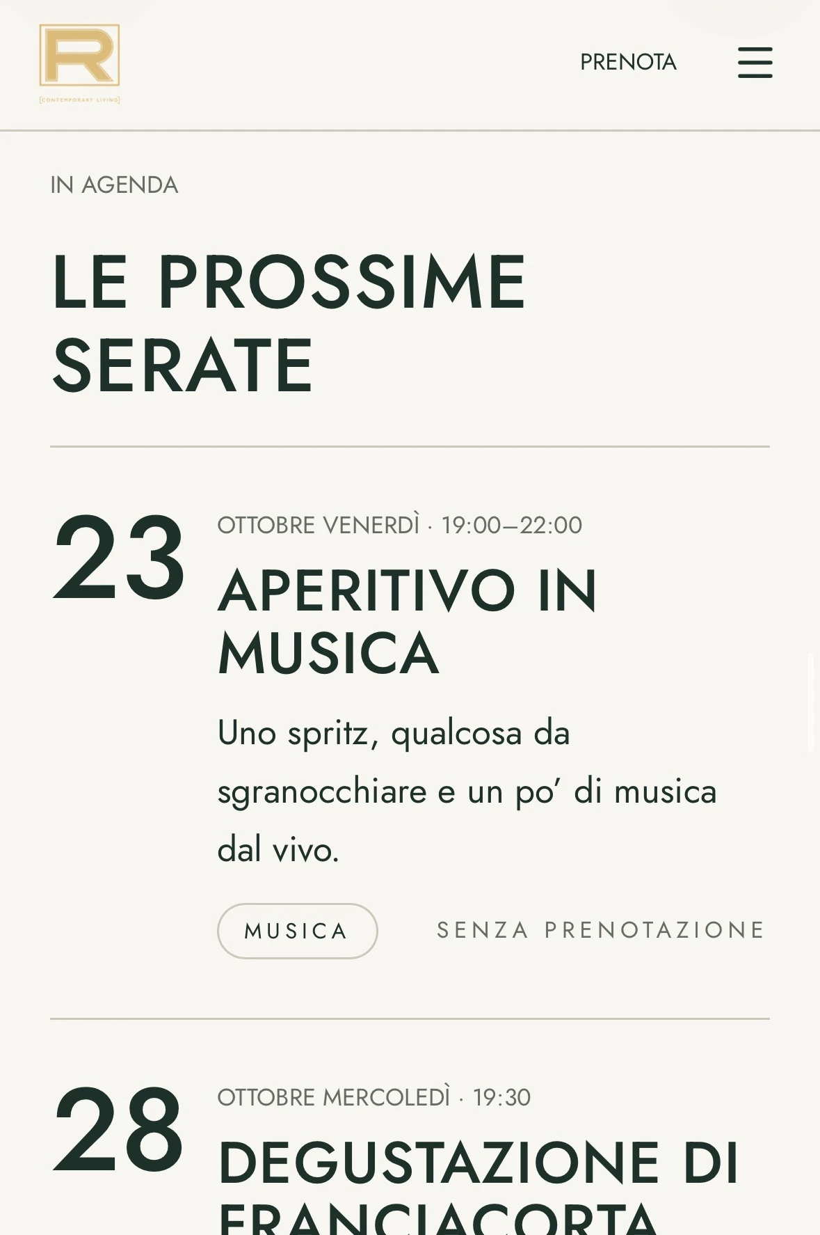 Caffè Roma website events