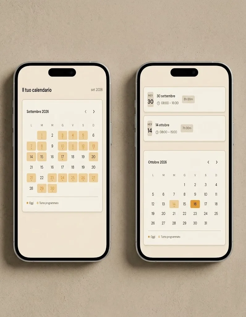 Caffè Roma app calendar phones